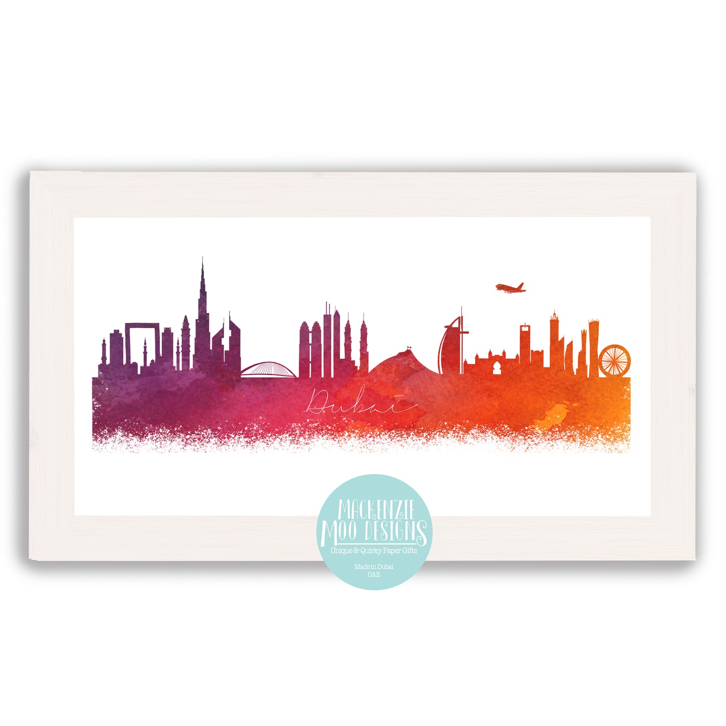 Dubai Watercolour Skyline Print
