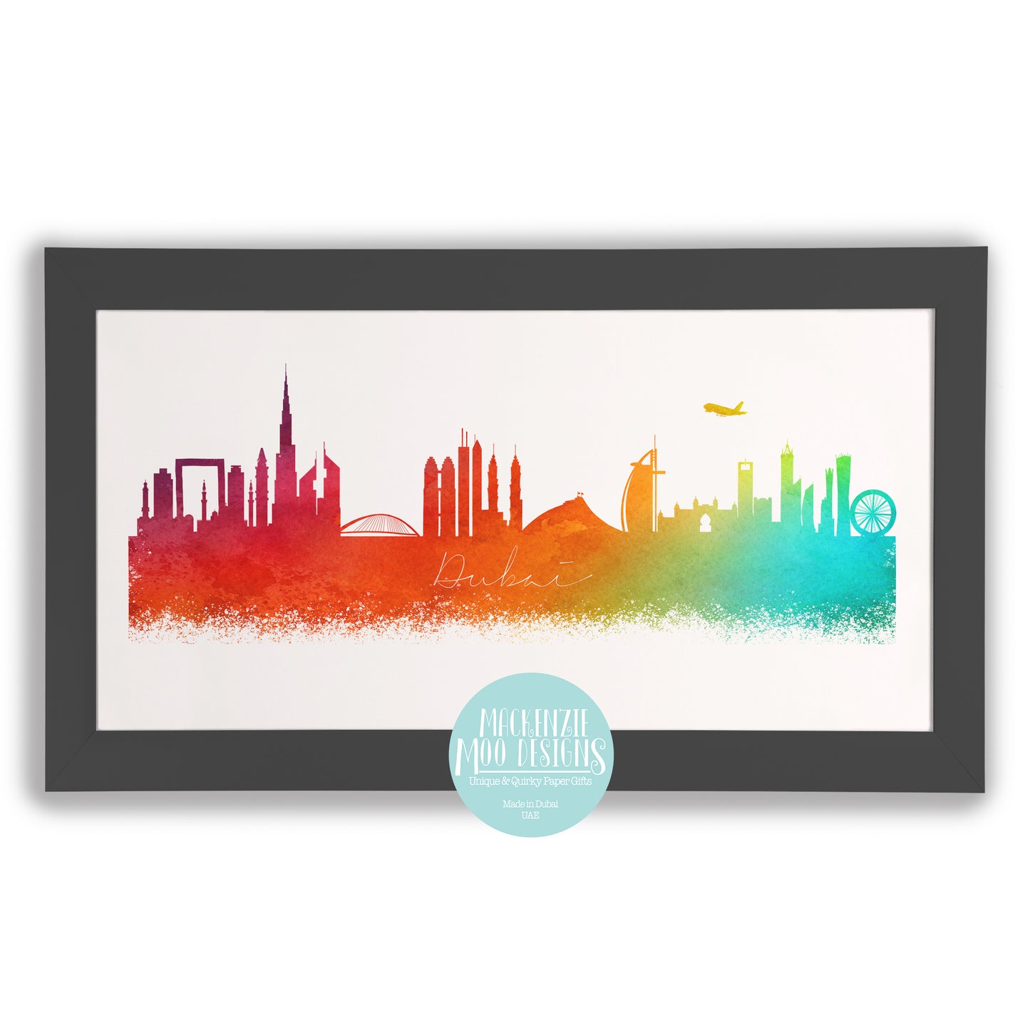 Dubai Watercolour Skyline Print