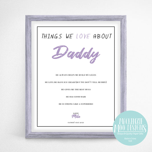 Things I Love About You Print