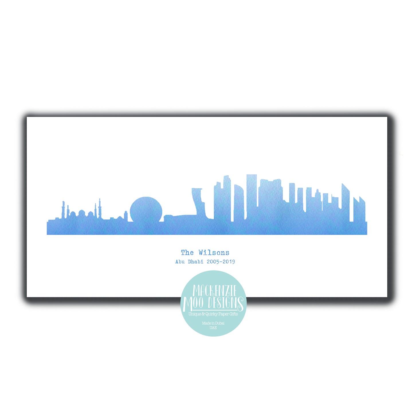 Abu Dhabi Watercolour Skyline Print