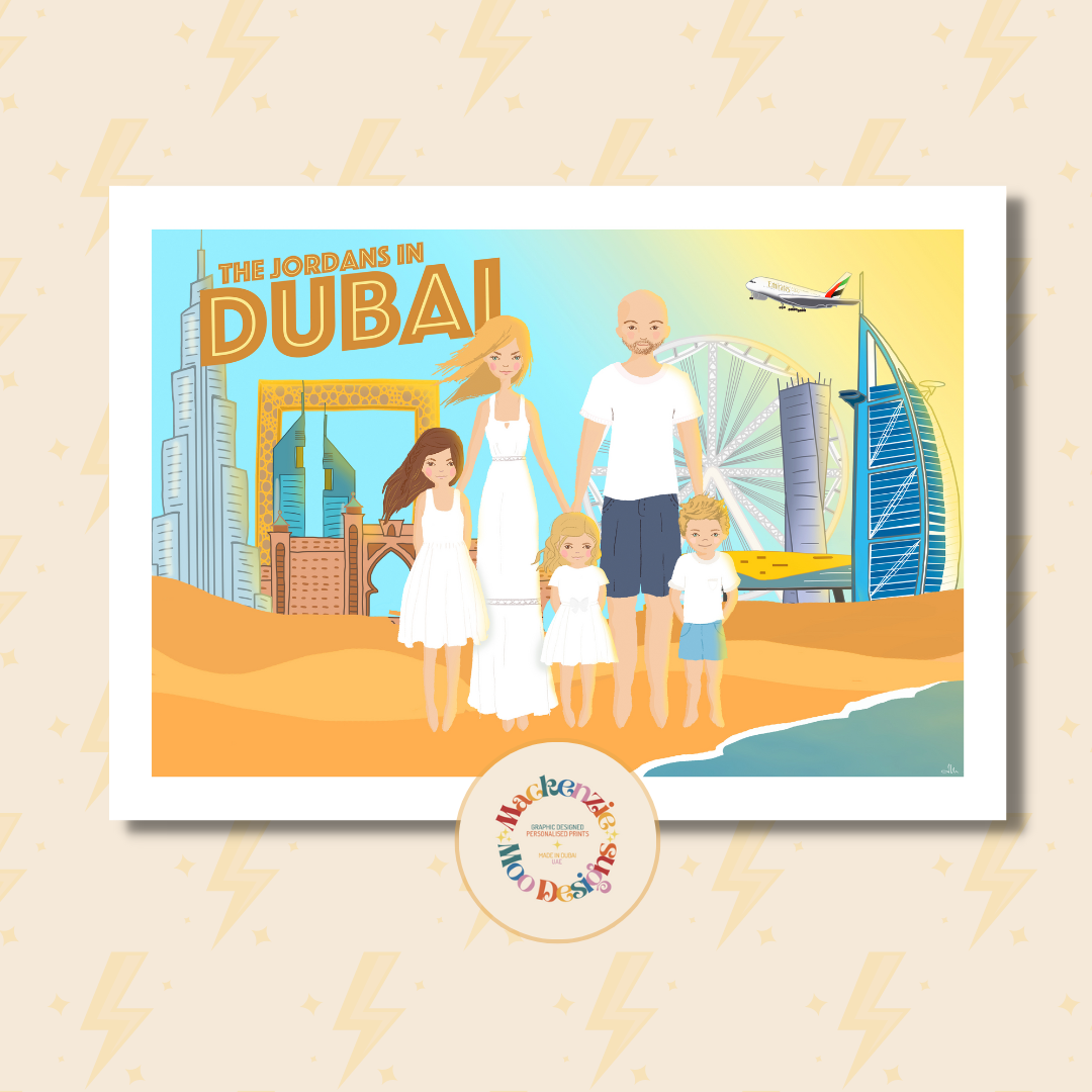 Dubai Family Portrait of 6 People/Pets